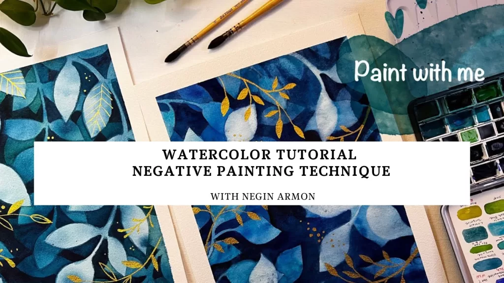 Watercolor tutorial, Negative painting technique #1629