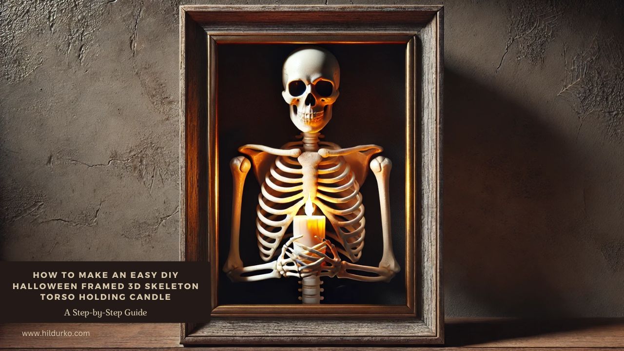 How to Make an Easy DIY Halloween Framed 3D Skeleton Torso Holding Candle