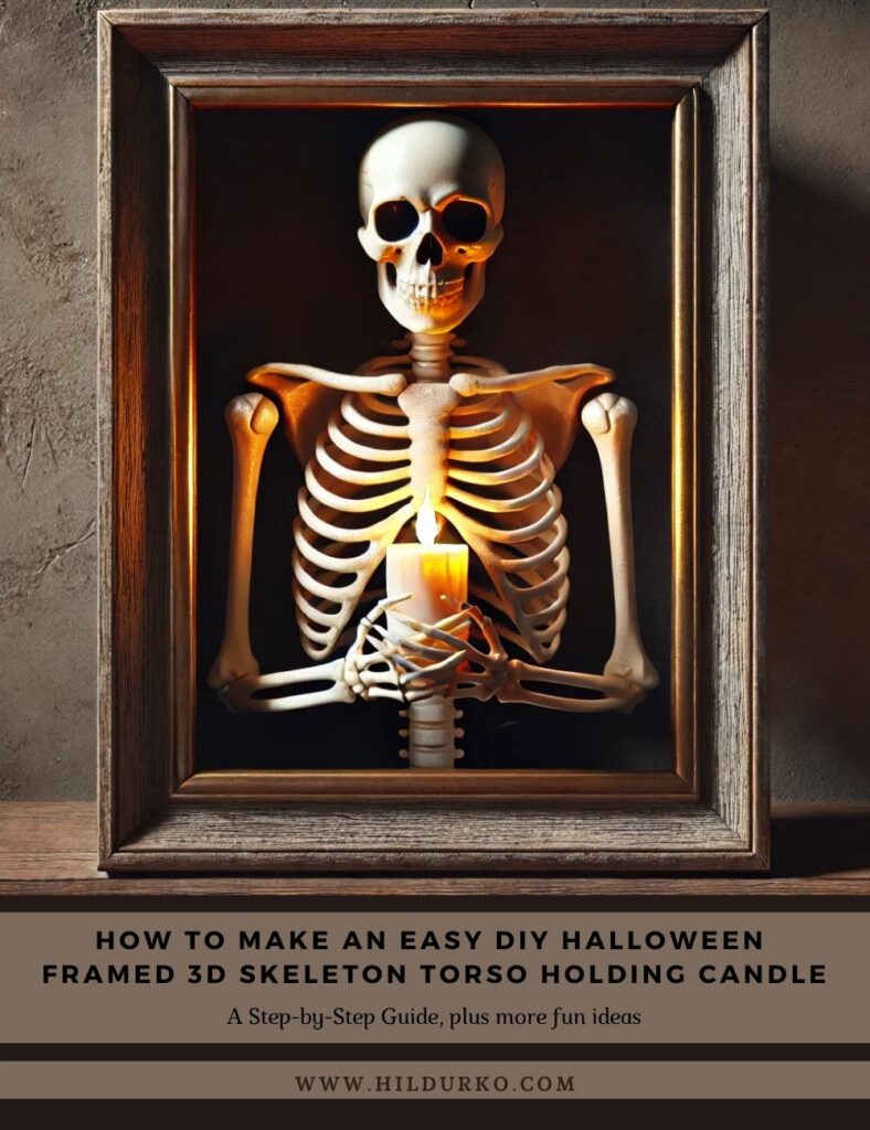 How to Make an Easy DIY Halloween Framed 3D Skeleton Torso Holding Candle 