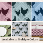 Rustic Country Hen and Rooster Pattern – Farmhouse Wallpaper Design