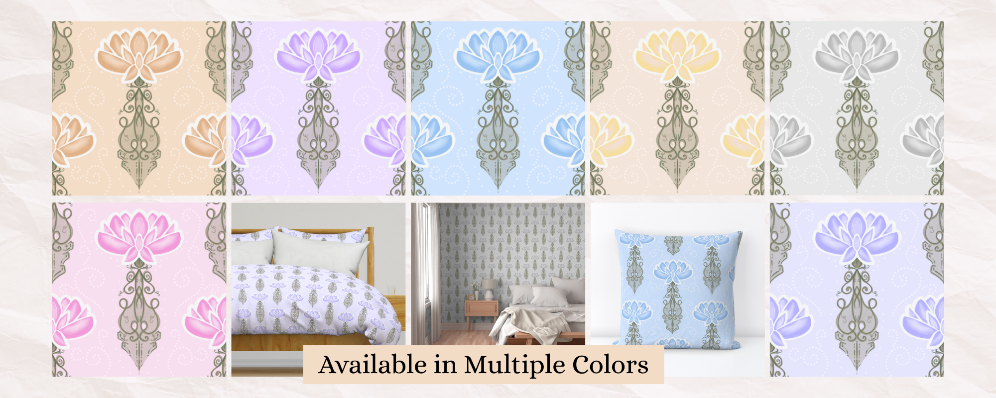 Lotus Damask Pattern – Available in Multiple Colorways